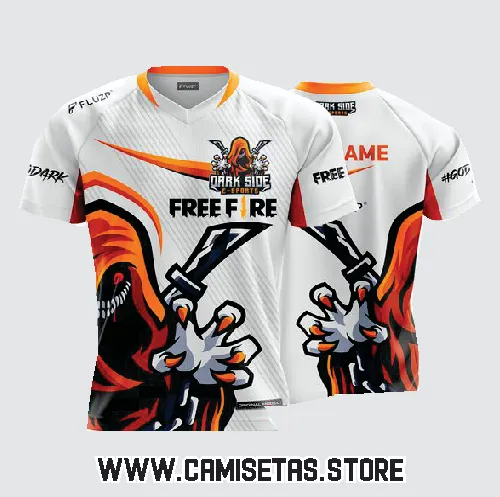 camiseta blanca y naranja free fire